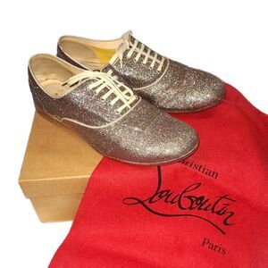 Christian Louboutin Fred Multicolor Glitter Oxford Flats & Box Size EU 38.5/US 8